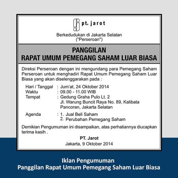 Iklan Kehilangan - PT. Baktiartha Perdana